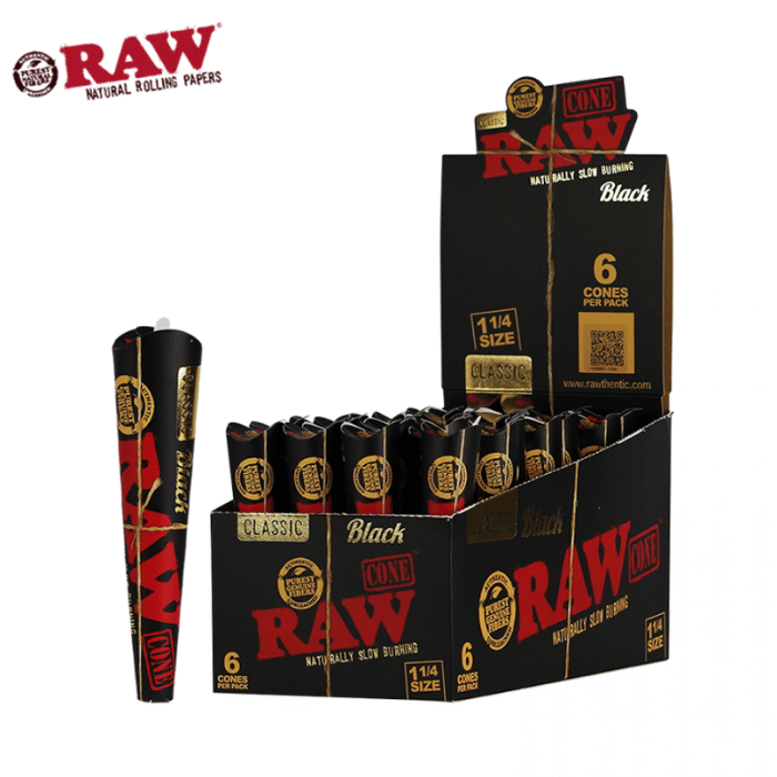 Raw Black Classic Pre-Rolled 1¼ Cone 6CT/32PK